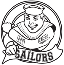 Salty the sailor mascot with text "Sailors"